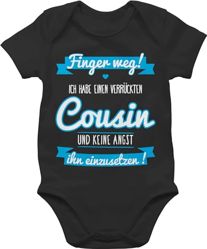 Shirtracer - Baby Body Kurzarm - Sprüche - Ich habe einen verrückten Cousin blau