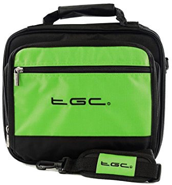 Logik L12SPDVD17 Portable DVD Player Twin Compartment Case Bag by TGC ® (Green & Black)