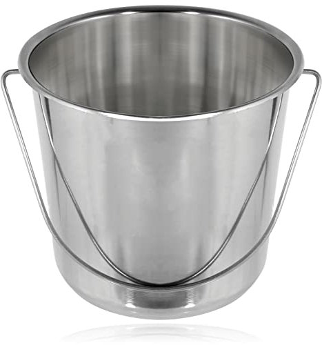 SPARES2GO 12 Litre Stainless Steel Handled Pail Bucket for BBQ/Barbecue (Silver)