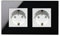 Glas Steckdose Stecker 2 Fach Wandsteckdose mit Glasrahmen von LUXUS-TIME BT511 (Schwarze Glasblende mit weißer Steckdose)
