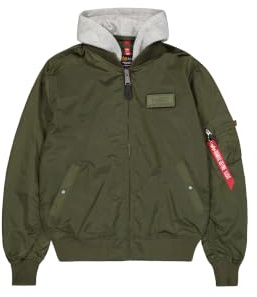 Alpha Industries MA-1 TT Hood Bomber Jacket for Men Dark Green