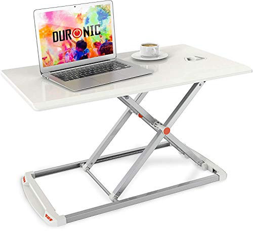 Duronic Standing Desk Converter DM05D11 WE Adjustable Sit Stand Desks Workstation Wood Height Adjusting Sitting Riser for Office Table PC Laptops Computer Monitor Screen Keyboard and Mouse