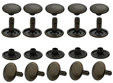 IstaTools Hohlnieten, Doppelkopf, rostfrei, Messing, in 6mm, 7mm, 9mm, 10mm oder 13mm (10, 9x8mm Antik)