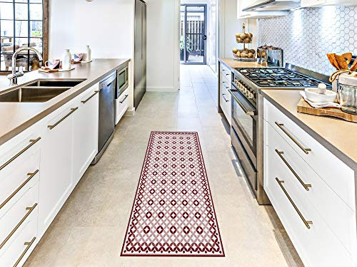 Oedim Tappeto Mosaico Granato, imitazione piastrelle per camera in PVC, 60 x 120 cm, tappeto in PVC, pavimento vinilico, decorazione per la casa, pavimento di protezione