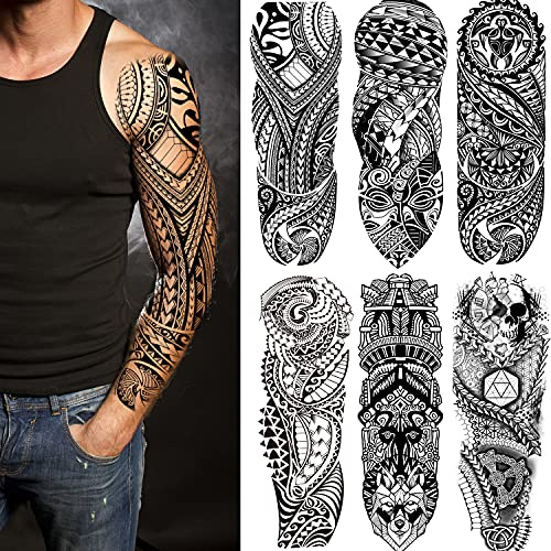 Fake Sleeve Tattoos Stickers 6-Sheet Full Arm Temporary Tattoos Sleeves for Adult Kids Women Makeup