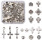 Beadthoven 70 Stück 14 Stile tibetisches Silber Kreuz Kreuz Abstandshalter Perlen Metall Religiöse Kreuz Baumeln Charms Anhänger für Schmuck Basteln Loch: 1-5 mm