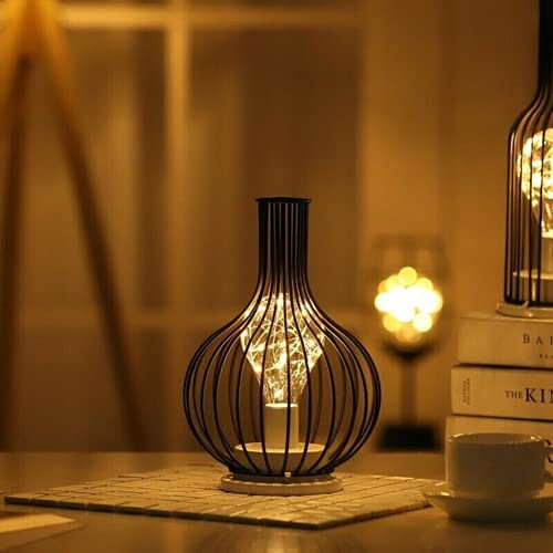 ausuky Creative LED Night Light Simple Wrought Iron Table Lamp Bedroom Home Ornament (Decanter)