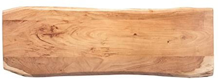 SAM Tischplatte 120x40 cm Emilio, Holzplatte Akazienholz massiv + naturfarben + lackiert, Baumkanten-Platte für Heimwerker, Arbeitsplatten, Tische & Fensterbretter