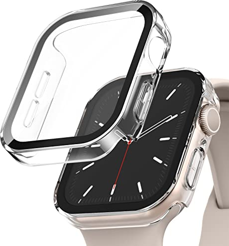 Recoppa 2 Stück Apple Watch Schutzhülle 44mm, wasserdichte Hülle mit Displayschutz aus Glas für Apple Watch Series 6/SE/5/4, Durchsichtig*2