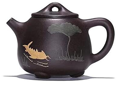 210ml Pot de thé chinois Théière à l'argile violette Théière brute Or Black Gold Purple Sable Beauté Bouilloire Personnalisé Cadeaux Cadeaux Personnalisé Boissons Fait Main