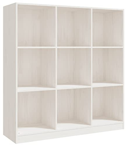 vidaXL Massivholz Kiefer Bücherregal Raumteiler Standregal Aktenregal Wandregal Regal Raumtrenner Bücherschrank Holzregal Weiß 104x33,5x110cm