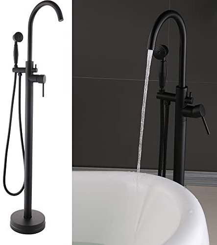 Badewannenarmatur Mit Brause Freistehend Wannenarmatur Standarmatur Badewannen Armatur Handbrause Duschkopf Schwarz