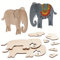 Baker Ross FX234 Elefant 3D Dekorationen aus Holz - 6er Pack, Kleine Holz Bausätze für Kinder zum Basteln, Tiere Basteln für Kinder