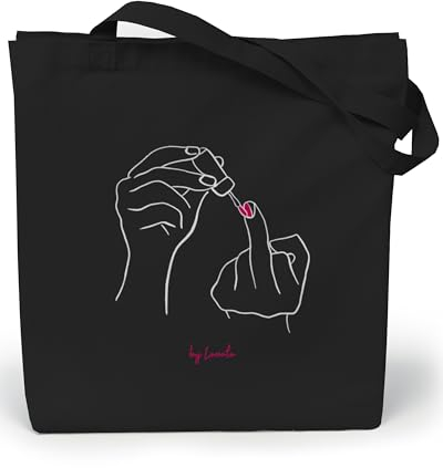 Loxato Jutebeutel - Schwarz Bedruckt, Stoffbeutel B35 x H42 x T8 cm - 100% Baumwolltasche - Einkaufstasche - Damen Shopper