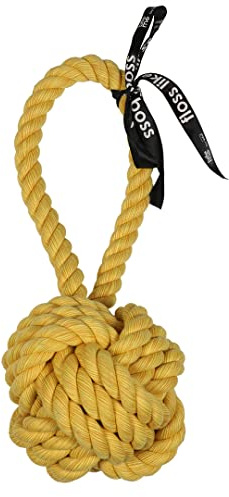 EBI, 'Are You Knots' Ball mit Schnalle, 37 cm, Gelb, mit Schnalle, zum Apportieren und Ziehen, Feste gedrehte Baumwolle, gemischte Farbe Gelb, bis zum Herzen trägt zu gesunden Zähnen und Zahnfleisch