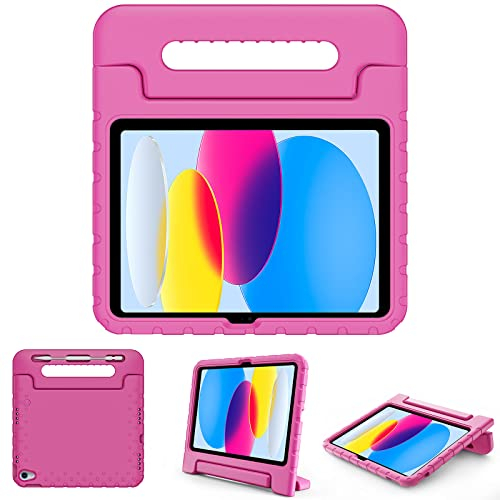 ProCase Kinder Hülle mit Kickstand für iPad 10/11 Genaration 2022 2025 (A16) Ultra Leicht Stoßfest Robust Kind Schutzhülle Umwandelbar Handgriff Handle Standfunktion -Magenta