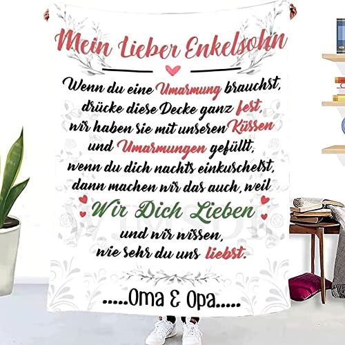 WJMSDK Personalisierte Decke Geschenke An Unsere Enkelin von Oma und Opa, Deutsche Briefdecke Nachricht Luftpost Wohndecke Couch Bett Tv-Decken Geburtstagsgeschenk Erntedankfest Geschenk