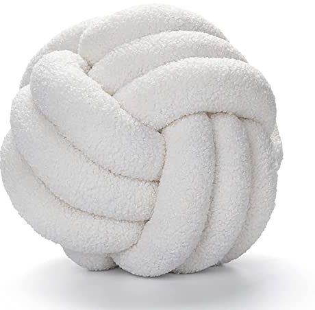 Aocase Soft Knot Ball Pillows, Knotenkissen, Round Throw Pillow Cushion Home Decoration Plush Pillow,Throw Knotted Pillow Handmade Round Plush Pillow,Weiß,22cm