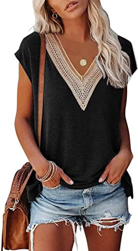 OLIPHEE Camiseta de Mujer Casual V-Neck Camisetas sin Mangas Flores Estampado Túnicas básicas Casuales (XXL,06)