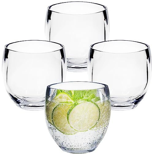 4x Campingglas aus Acryl 400ml klar Weinglas Stiel Kunststoff Garten Becher