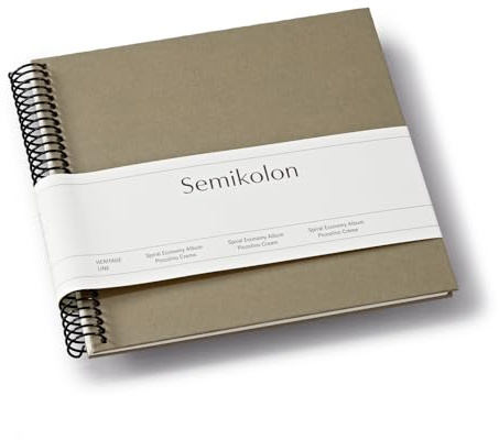 Semikolon 370006 Spiral Album Piccolino - 17 x 17 cm - Fotoalbum, 20 Seiten cremeweiß, Spiral-Fotobuch, fango beige