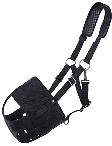 NETPROSHOP Fressbremse Beweidungsmaske mit Nasenlöchern Shetty Pony Cob Full XLFull, Groesse:Pony, Farbe:Schwarz