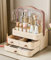 RMAN Schminktisch Organizer, Make Up Organizer, Kosmetik Skincare Aufbewahrung mit Schubladen Deckel für Dresser, Badezimmer, Schlafzimmer, Staubdicht und Wasserdicht
