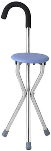 Klappbarer Krückenhocker, Gehstock, klappbarer Sitzstock, Gehhilfe, dreibeiniger Klappstock aus Edelstahl, Sitzbrett, Gehhilfe für ältere Menschen, für ältere Menschen, Reisehilfe