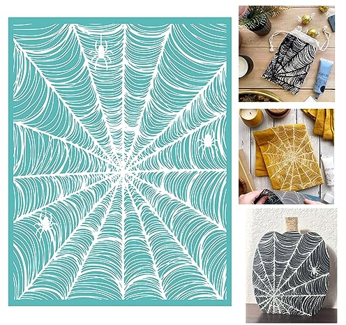 Siebdruck-Schablone mit Halloween-Motiven, wiederverwendbar, selbstklebend, Siebdruck, für Dekor/Druck auf Holz/Stoff/Wand/Tasse/Teller/Glas/Papier, Weihnachtsdekoration für Zuhause (21,6 x 27,9 cm)