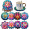 Bellatoi 8 Stück Diamond Painting Untersetzer Blumen, Diamant Malerei Untersetzer mit Halter, 5D Diamant Painting Untersetzer für Tassen, Weingläser, Vasen und Heimküche,Weihnachten Geschenk