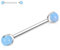AROWRO 14G Nippel Zunge Ringe Nippel Zunge Brücke Piercing Schmuck Nippel Zunge Schmuck Silber G23 Titan mit Innengewinde Nippel Piercing Set für Frauen 12mm Blau Regenbogen Stein Nippel Piercing
