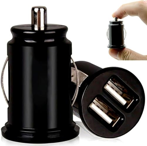1Gri-CC Caricabatteria da auto, Dual Port Mini Lega di Alluminio 24W Dual USB Caricabatteria da auto, PowerDrive 2 Lega Car Adapter presa accendisigari (1)