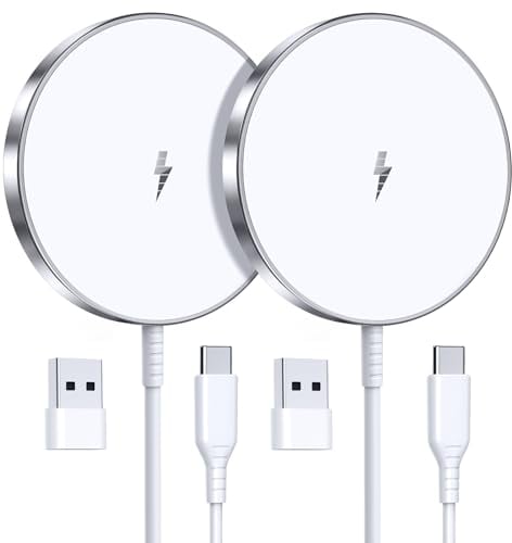 Mag-Safe Charger Wireless Charger iPhone,15W Fast mag-safecharger for iPhone 16/15/14/13/12 Series 2 pack 5ft magnetic charger for AirPods 3/2/Pro 2/Pro Mag-Safe Original Replacement
