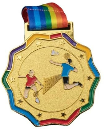 XJHCY Gold-Medaille mit Band, goldfarbener Gewinner, Belohnungsabzeichen, Outdoor-Wettbewerbe, Preise, Goldpreise, Kinder-Medaille, Badminton-Medaille