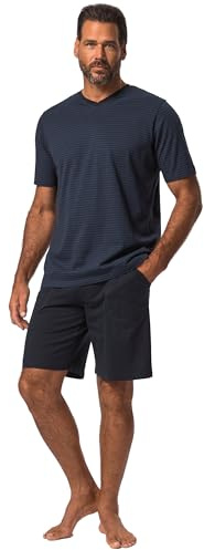 JP 1880 Herren große Größen Übergrößen Menswear L-8XL Schlafanzug, kurzer Zweiteiler, Ringel, bis 8 XL, Navy blau XXL 826976130-XXL