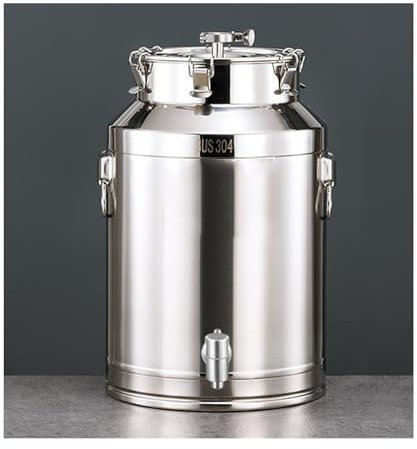 WRJAHCG 35 * 54CM/48L,Barile per Il Trasporto di Liquidi con Coperchio A Tenuta Ermetica,Acciaio Inossidabile Paiolo di Fermentazione,Fermentatore per Birra