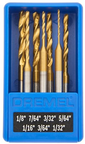 Dremel 628HP 7 Piece Titanium-Coated Rotary Drill Bit Set - Ideal for Wood and Soft Metals Drilling