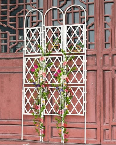 Treillis de jardin en métal 125250 cm avec cadre enduit de polyéthylène pour intérieur et extérieur - Clôture brise-vue pour plantes grimpantes et fleurs - Blanc (30 x 210 cm)