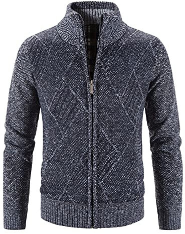unbekannt Giacca moda uomo tinta unita manica lunga spessa felpa con cappuccio in velluto caldo cardigan con cappuccio ragazzo, B-grigio scuro., M