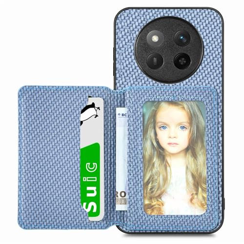 MOJIA Coque pour Honor Magic7 Lite (Magic 7 Lite), Étui Ultra Mince Tendre TPU, Housse de Téléphone Antichoc Anti-dérapant avec Blocage RFID Sac de Carte. Bleu