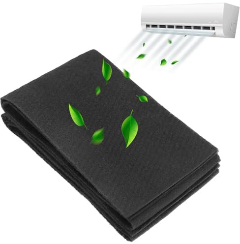 QWORK® 2 Pack Universal Cut-to-Fit Activated Carbon Filter Sheet - 48 x 8 Inch, 1/8 Inch Thickness - Charcoal Air Filter for Purifiers, Range Hoods, and More