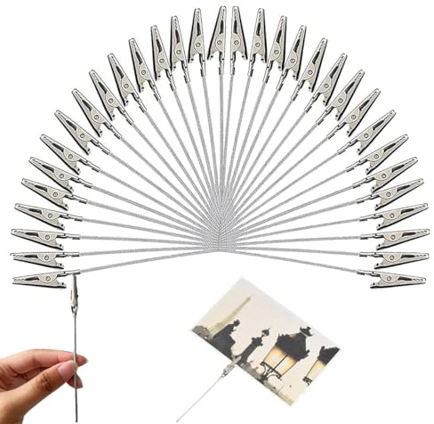 LATRAT 50 Pièces Mémo Clip en Métal, Pinces à Pince Crocodile en Fil Métallique, pour Note Photo Mémo Clips, Argile Gâteau Accessoires Décoration, Décoration de La Maison