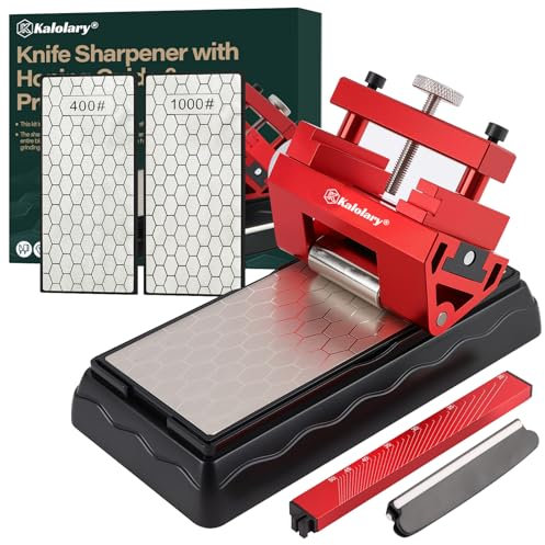 2 Diamant Schleifsteine mit Meißel Schärfset, Kalolary Professionelles Diamant Schleifstein Set mit Abziehführung und Winkelmesser Meißel Küchen Outdoor Holzbearbeitungswerkzeuge (400/1000er Körnung)
