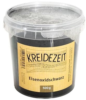Kreidezeit Eisenoxidschwarz 500g – Intensives Schwarzpigment für Wandfarbe, mineralische Farben & Putze, kalkecht, lichtecht, ökologisch, ohne Zusatzstoffe