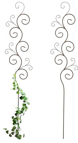 Relaxdays Tutor Plantas, Set de 2, Guías Trepadoras, Diseño Ondulado, 160 x 30 cm, Soportes Rosales, Metal, Marrón, Hierro, 2 Unidades