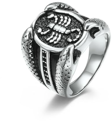 Sumpgle Vintage Stil Edelstahl Skorpion Ring Herren Titan Stahl Schmuck Siegelring