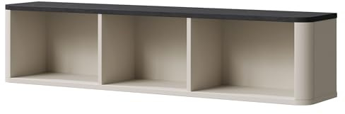 Mirjan24 Wandregal Rotevio RT20 Wandregal mit abgerundeten Seiten, Dekoregal, Wandboard, Hängeregal, Hängeschrank, Regal, Buchregal (Cashmere + Steingrau)