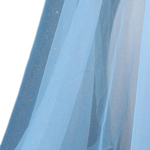 Vayliro Tüllstoff 180cm x 400cm Tüll Dekostoff Glitzernder Tüll Stoff Meterware Netzstoff Bastelstoffe für DIY Nähen Kunsthandwerk Hochzeit Party Schleier Tüllrock Kleidungsdekoration,Hellblau