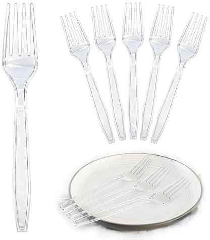 Plastikgabeln 100 Stück Gabeln | Kuchengabeln Plastik Gabel | Plastikbesteck Mehrweg Robustes | Fork für Familienfeiern, Geburtstagsfeiern, Hochzeiten