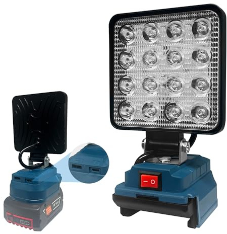 Kabellose LED-Lampe für bosch 18V Akku, 58W 4800lm LED Arbeitsleucht Breitstrahl-Flutlicht mit USB- und Typ-C-Ladeanschlüssen, Taschenlampe für Notfälle